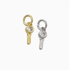 Copper Key Pendant Pave Zirconia Mixed, approx 4-8mm [FD18963]
