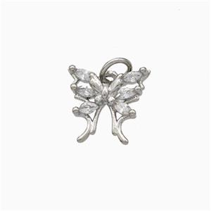 Copper Butterfly Pendant Pave Zirconia Platinum Plated, approx 11-12mm [FD18965]