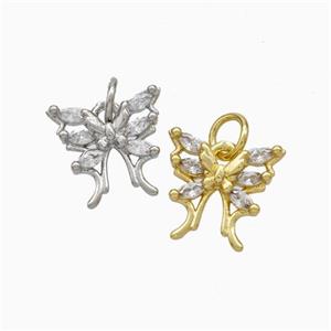 Copper Butterfly Pendant Pave Zirconia Mixed, approx 11-12mm [FD18967]