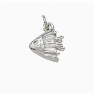 Copper Fish Pendant Pave Zirconia Platinum Plated, approx 11mm [FD18968]