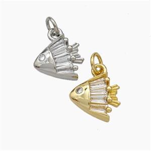 Copper Fish Pendant Pave Zirconia Mixed, approx 11mm [FD18970]