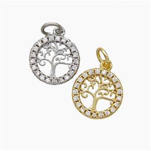 Tree Of Life Copper Pendant Micropave Zirconia Mixed, approx 11mm [FD18976]