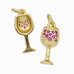 Wine Cap Charms Copper Pendant Pave Zirconia Gold Plated, approx 7-14mm [FD18979]
