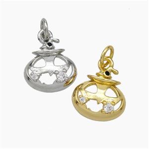 Halloween Pumpkin Charms Copper Pendant Pave Zirconia Mixed, approx 12mm [FD18982]