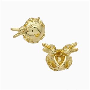 Double Rabbit Charms Copper Pendant Gold Plated, approx 11-14mm [FD18983]