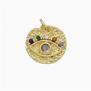 Copper Eye Charms Pendant Micropave Zirconia Gold Plated, approx 14mm [FD18991]