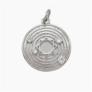 Solar System Charms Copper Sun Planet Pendant Pave Zirconia Platinum Plated, approx 16.5mm [FD18992]