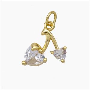 Copper Cherry Pendant Pave Zirconia Gold Plated, approx 11-14mm [FD18995]