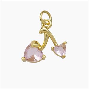 Copper Cherry Pendant Pave Zirconia Gold Plated, approx 11-14mm [FD18996]