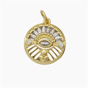 Copper Eye Charms Pendant Pave Zirconia Gold Plated, approx 14.5mm [FD19003]