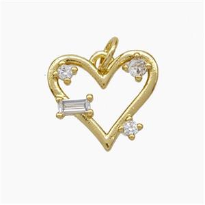 Copper Heart Pendant Pave Zirconia Gold Plated, approx 15mm [FD19005]