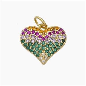 Copper Heart Pendant Micropave Zirconia Gold Plated, approx 15mm [FD19006]