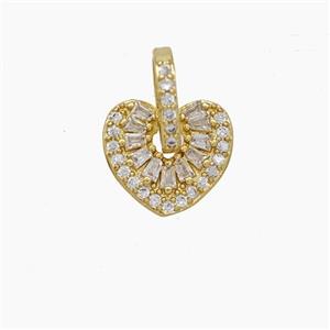 Copper Heart Pendant Micropave Zirconia Gold Plated, approx 12mm, 8-10mm [FD19008]