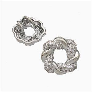 Copper Wreath Pendant Pave Zirconia Platinum Plated, approx 13x13mm [FD19009]