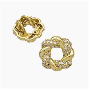 Copper Wreath Pendant Pave Zirconia Gold Plated, approx 13x13mm [FD19010]
