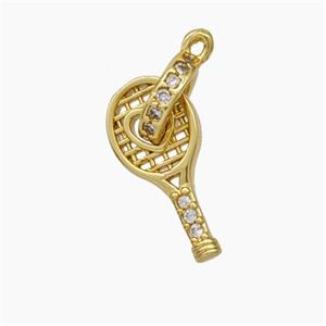 Copper Tennis Racket Pendant Pave Zirconia Sports Heart Gold Plated, approx 7-15mm, 6-7mm [FD19011]