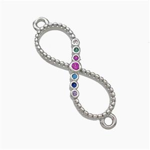 Copper Infinity Connector Micropave Zirconia Platinum Plated, approx 8-20mm [FD19018]