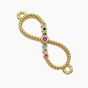 Copper Infinity Connector Micropave Zirconia Gold Plated, approx 8-20mm [FD19019]