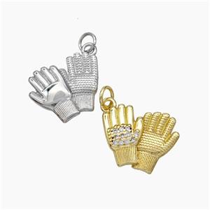 Copper Glove Charms Pendant Pave Zirconia Hand Mixed, approx 15-18mm [FD19024]
