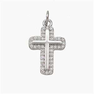 Copper Cross Pendant Micropave Zirconia Platinum Plated, approx 12.5-17mm [FD19028]