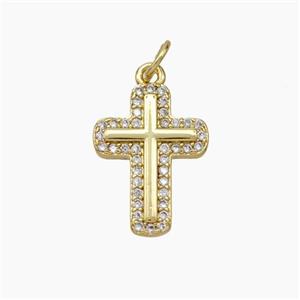 Copper Cross Pendant Micropave Zirconia Gold Plated, approx 12.5-17mm [FD19029]