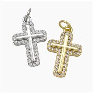 Copper Cross Pendant Micropave Zirconia Mixed, approx 12.5-17mm [FD19030]