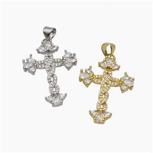 Copper Cross Pendant Pave Zirconia Mixed, approx 20-28mm [FD19035]