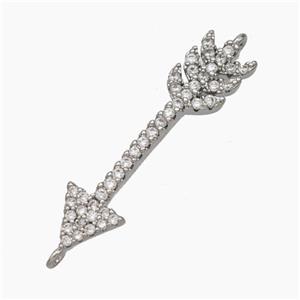 Copper Arrow Connector Pave Zirconia Platinum Plated, approx 6-30mm [FD19036]