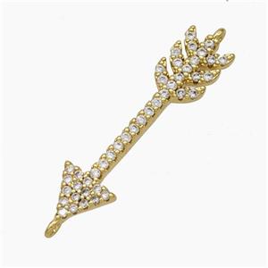 Copper Arrow Connector Pave Zirconia Gold Plated, approx 6-30mm [FD19037]