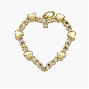 Copper Heart Pendant Pave Zirconia Gold Plated, approx 25mm [FD19040]