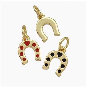 Copper Horseshoe Pendant Enamel Gold Plated Mixed, approx 7-8mm [FD19050]