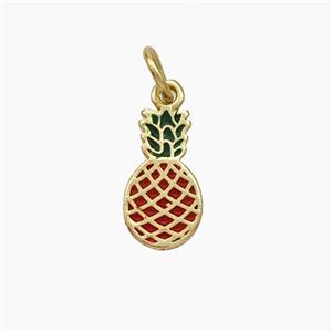 Pineapple Charms Copper Pendant Enamel Gold Plated, approx 6.5-12mm [FD19051]