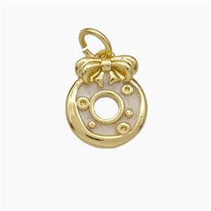 Copper Donut Pendant White Painted Bow Gold Plated, approx 10-11.5mm [FD19052]