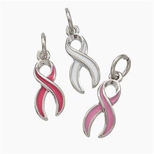 Awareness Ribbons Charms Copper Pendant Enamel Platinum Plated Mixed, approx 6-11mm [FD19057]