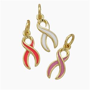 Awareness Ribbons Charms Copper Pendant Enamel Gold Plated Mixed, approx 6-11mm [FD19061]