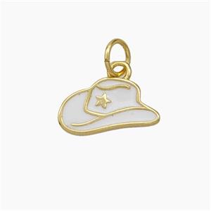Hat Charms Copper Pendant White Enamel Gold Plated, approx 7-13mm [FD19066]