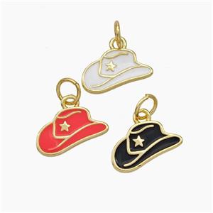 Hat Charms Copper Pendant Enamel Gold Plated Mixed, approx 7-13mm [FD19069]