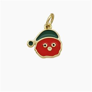 Christmas Gingerbread Man Charms Copper Pendant Red Enamel Gold Plated, approx 10mm [FD19070]