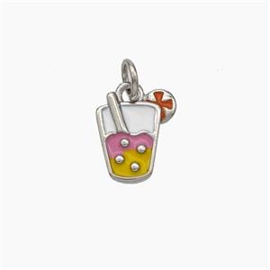 Ice Cream Bottle Drink Cup Charms Copper Pendant Enamel Platinum Plated, approx 9-10mm [FD19072]