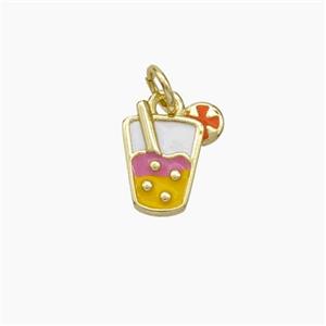 Ice Cream Bottle Drink Cup Charms Copper Pendant Enamel Gold Plated, approx 9-10mm [FD19073]