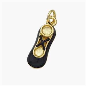 Copper Shoes Charms Black Enamel Gold Plated, approx 6-16mm [FD19078]