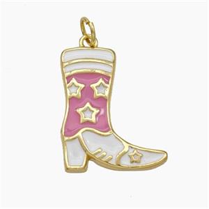 Cowboy Boots Charms Copper Shoes Pendant Enamel Gold Plated, approx 16-20mm [FD19087]
