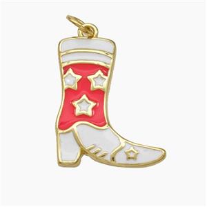 Cowboy Boots Charms Copper Shoes Pendant Enamel Gold Plated, approx 16-20mm [FD19088]
