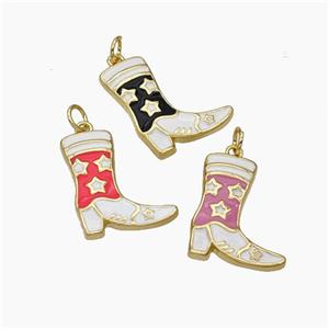 Cowboy Boots Charms Copper Shoes Pendant Enamel Gold Plated Mixed, approx 16-20mm [FD19089]