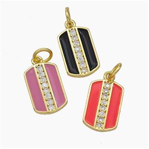 Copper Rectangle Pendant Pave Zirconia Enamel Gold Plated Mixed, approx 9-13mm [FD19094]