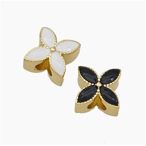Copper Clover Beads Enamel Large Hole Gold Plated Mixed, approx 13mm, 4mm hole [FD19098]