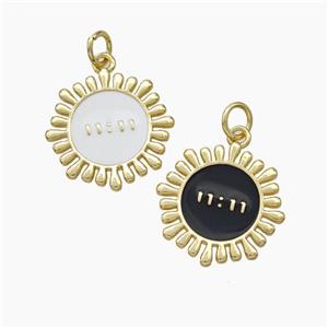 Copper Sunflower Pendant Enamel Double 11 Gold Plated Mixed, approx 17mm [FD19102]