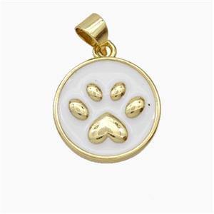 Copper Paws Pendant White Enamel Gold Plated, approx 15mm [FD19107]