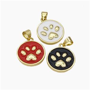 Copper Paws Pendant Enamel Gold Plated Mixed, approx 15mm [FD19110]