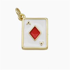 ACE of Diamonds Playing Card Copper Pendant Red Enamel Gold Plated, approx 11-14mm [FD19111]